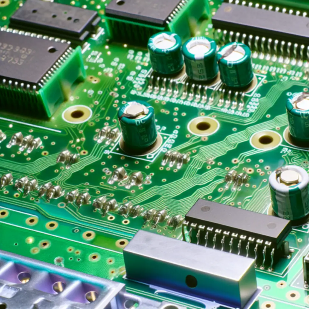 Płyta PCB po naprawie: odświeżone luty i wymienione kondensatory