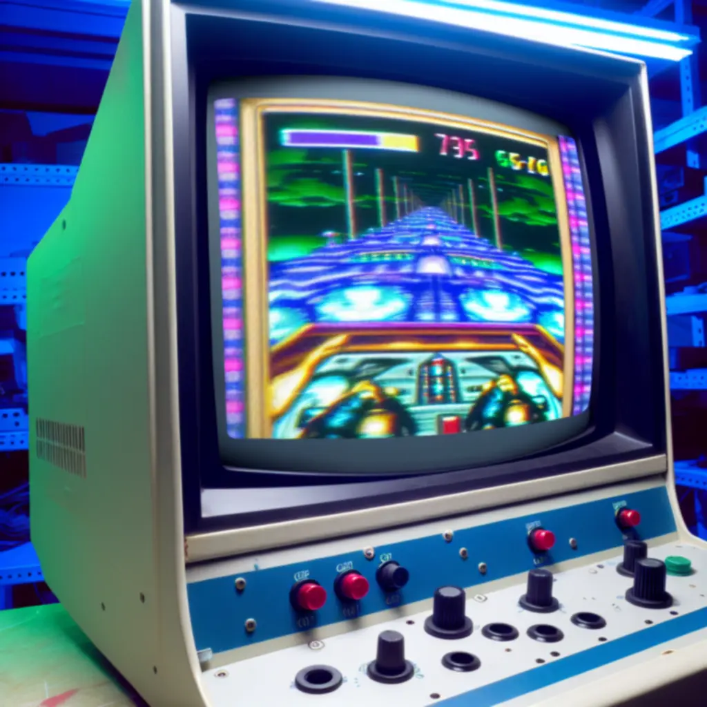 Monitor CRT po kalibracji i wymianie kondensatorów — obraz ostry i stabilny