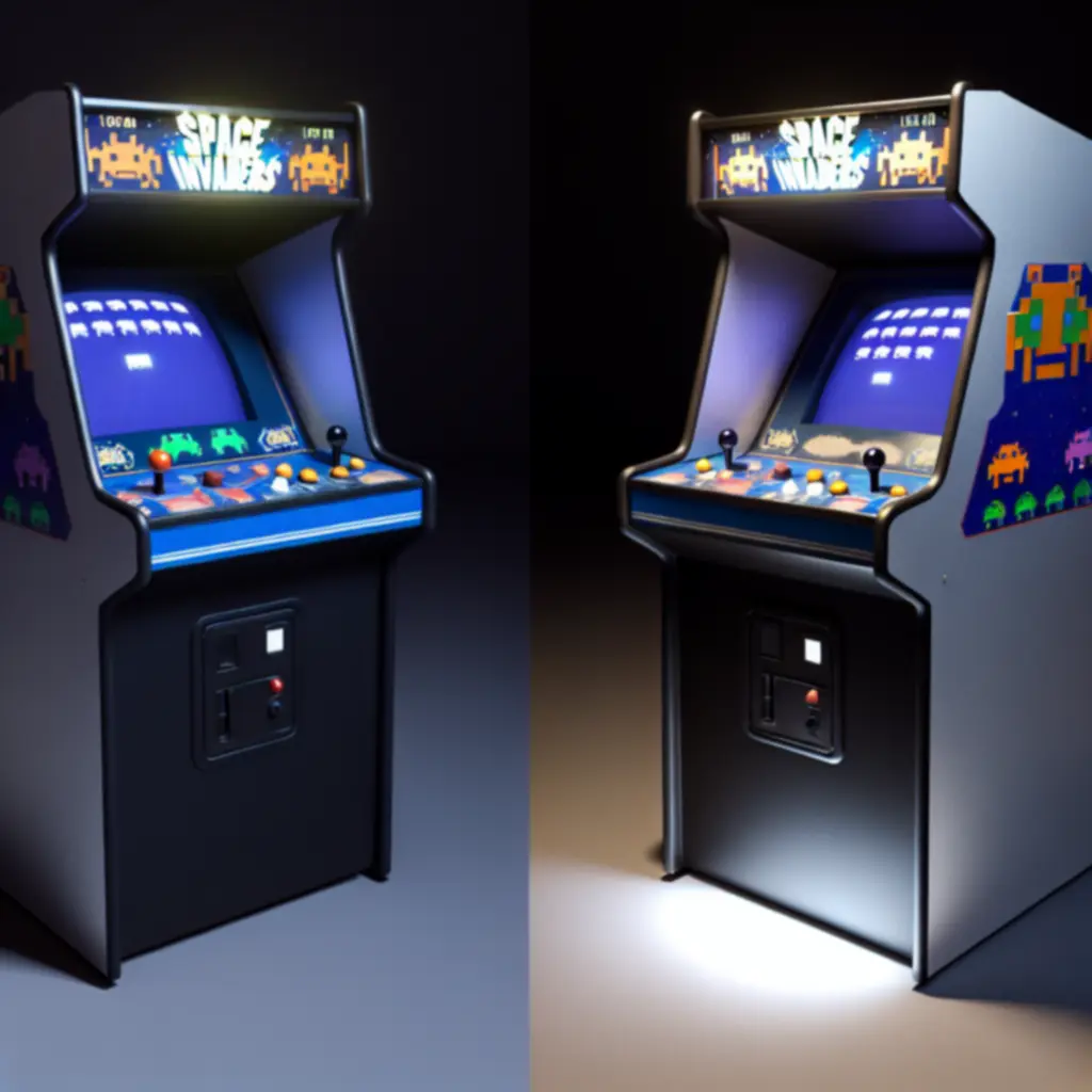 Space Invaders – automat z charakterystycznym cabinetem i grafiką